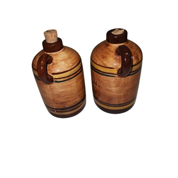 Vintage Dunsbury Pottery Oil & Vinegar Stoneware Jugs With Corks HG11 - Picture 2 of 7